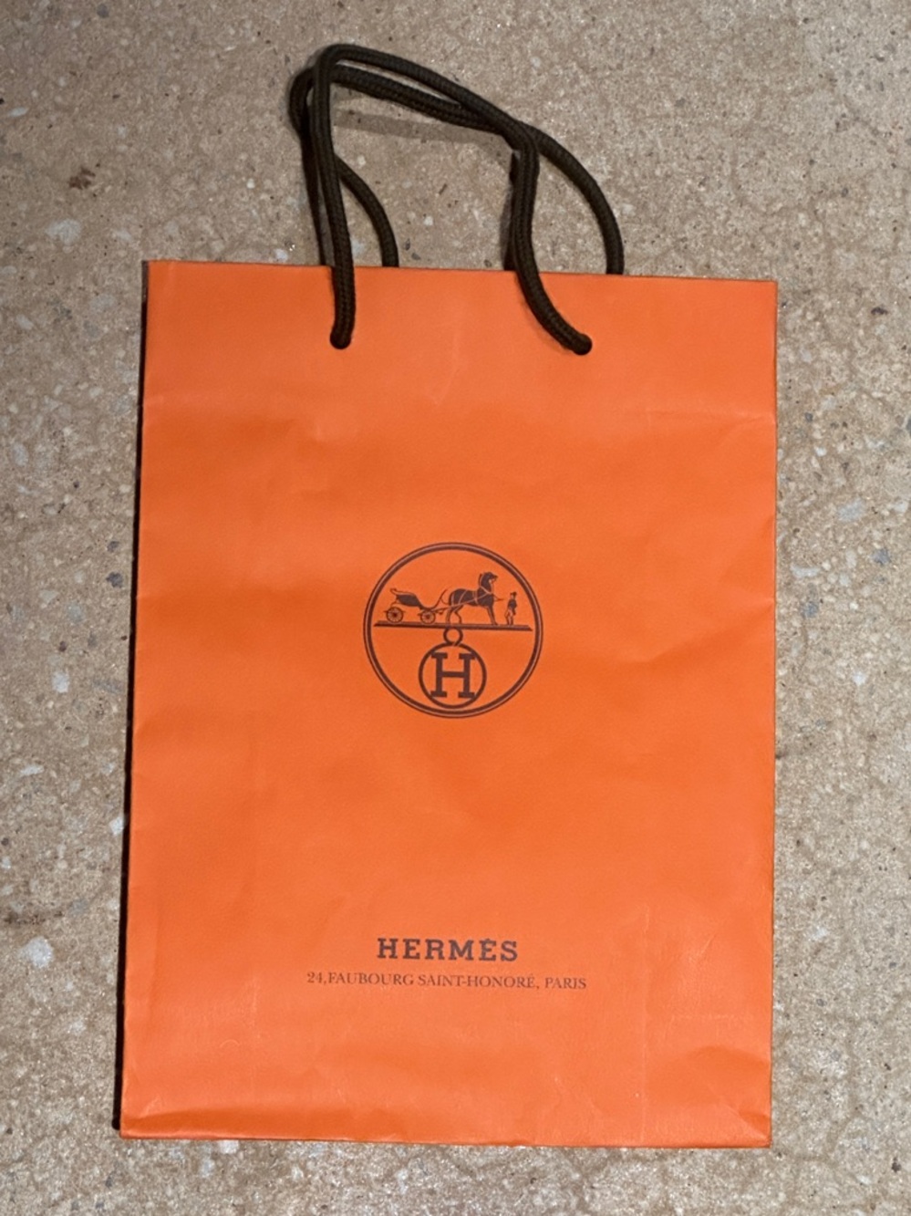 Hermes Orange Paper Tote with Dark Brown Rope Handles